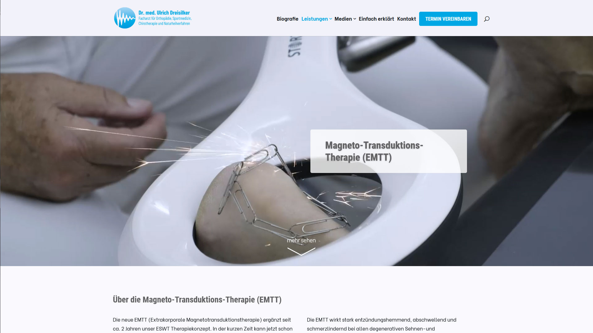 Webdesign und Umsetzung, Fotografie, Film für die neue WordPress Website von Dr. med. Ulrich Dreisilker