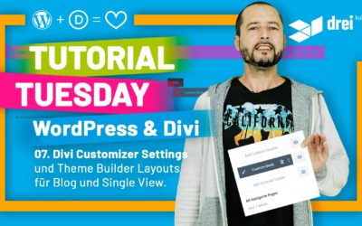 WordPress & Divi Tutorial 2022 (deutsch) – Teil 7: Alle Divi Customizer Einstellungen und Divi Theme Builder Layouts aufbauen