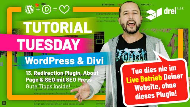 WordPress & Divi Tutorial 2022 Deutsch, 13: Redirection Plugin von John Godley, About Seite und SEO